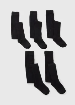 5 Pack Girls Black Diamond Tights (4-13yrs)