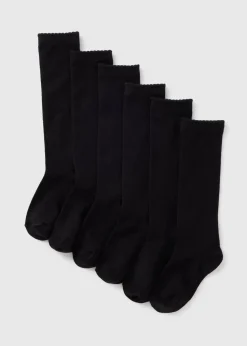 5 Pack Girls Black Knee High Socks (Younger 6-Older 5.5)
