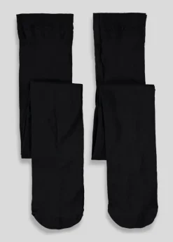 2 Pack Girls Black Opaque Tights (6-13yrs)