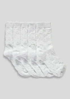 5 Pack Girls Knit Heart Socks (Younger 6-Older 6.5)