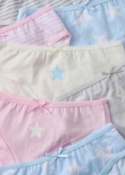 7 Pack Girls Multi Coloured Star Briefs (1-13yrs)