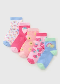 5 Pack Girls Multicolour Fun Socks (Younger 6-Older 6.5)