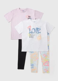 2 Pack Girls Multicolour Graffiti Pyjama Sets (7-13yrs)
