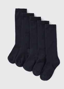 5 Pack Girls Navy Knee High Socks (Younger 6-Older 6.5)