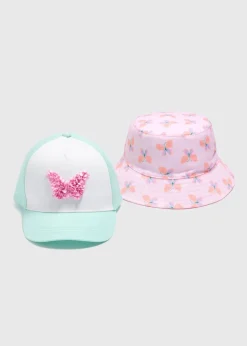 2 Pack Girls Pink Butterfly Hat Set (3-10yrs)