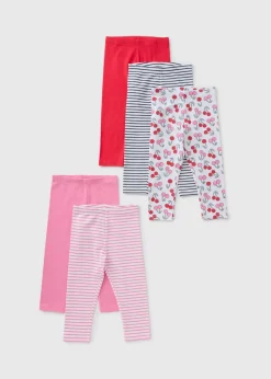 5 Pack Girls Red Cherry Leggings (1-7yrs)