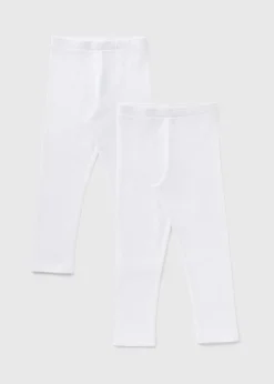 2 Pack Girls White Leggings (1-7yrs)
