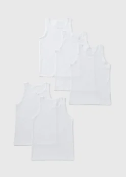 5 Pack Girls White Vests (2-11yrs)