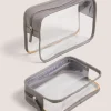 2 Pack Grey Clear Cosmetic Bag