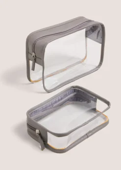 2 Pack Grey Clear Cosmetic Bag