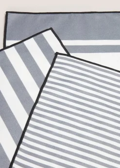 3 Pack Grey Striped Microfibre Cloths (29cmx29cm)