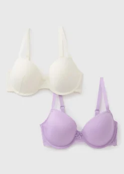 2 Pack Lilac & Cream T-Shirt Bra