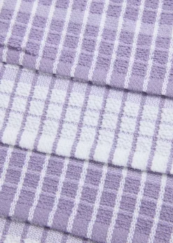 4 Pack Lilac Check Terry Tea Towels