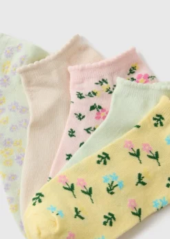5 Pack Multicolour Floral Ankle Socks