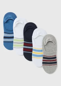 5 Pack Multicolour Stripe Invisible Socks