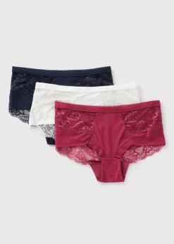 3 Pack Multicoloured Brushed Midi Knickers