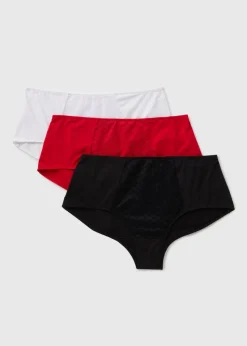 3 Pack Multicoloured Geometric Lace Midi Knickers