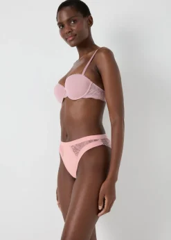 3 Pack Multicoloured High Leg Lace Detail Knickers