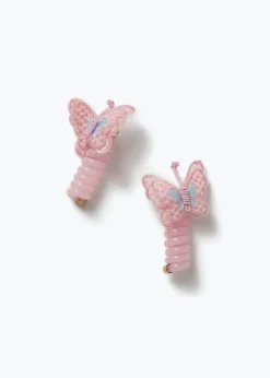 2 Pack Muse Pink Butterfly Spiral Hair Clips
