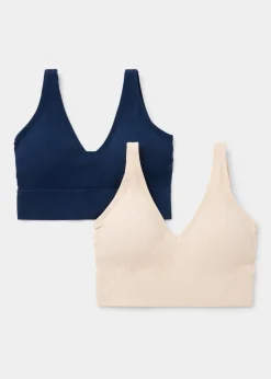 2 Pack Navy & Nude Seamless Bralettes