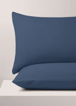 2 Pack Navy Cotton Housewife Pillowcases