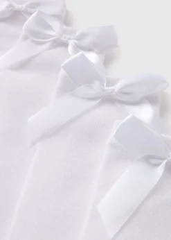 5 Pack of White Bow Knee High Socks (Younger 6-Older 6.5)