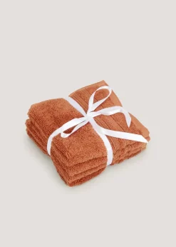 4 Pack Orange 100% Egyptian Cotton Face Cloths