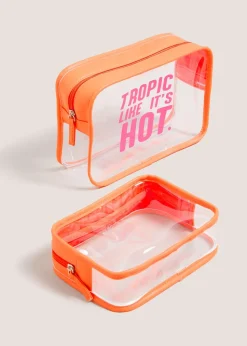 2 Pack Orange Clear Cosmetic Bag