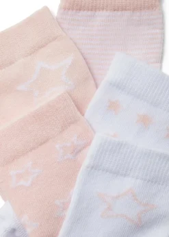 5 Pack Pink & White Baby Socks (Newborn-23mths)