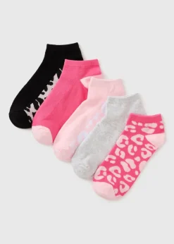 5 Pack Pink Animal Ankle Socks