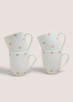 4 Pack Pink Heart Mugs