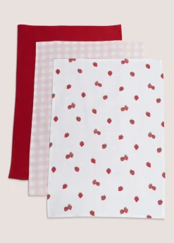 3 Pack Strawberry Tea Towels (65cm x 40cm)