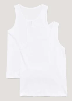 2 Pack White Cotton Vests