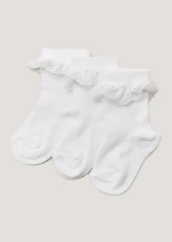 3 Pack White Frill Baby Socks (Newborn-12mths)