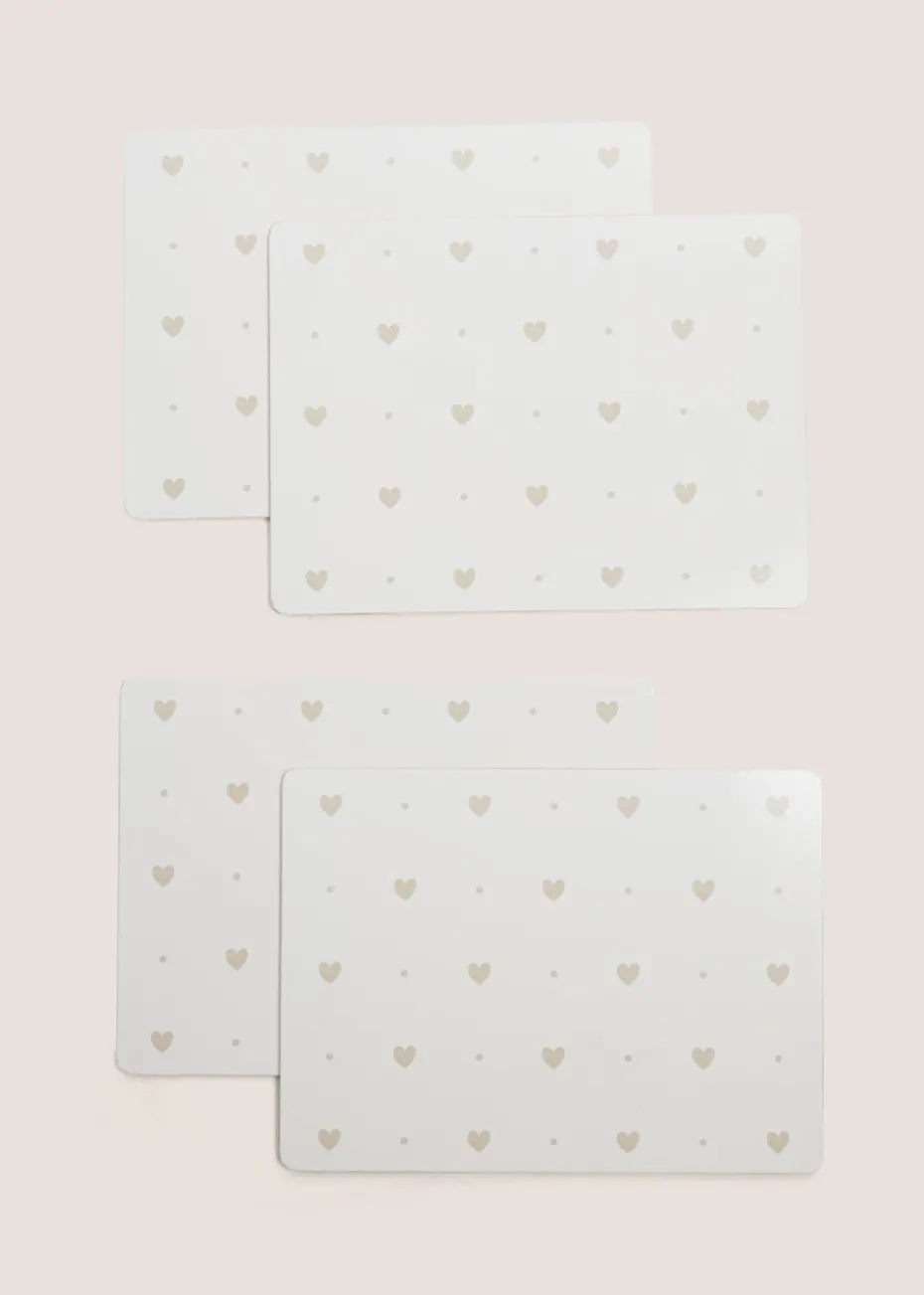4 Pack White Heart Cork Placemats