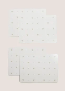 4 Pack White Heart Cork Placemats