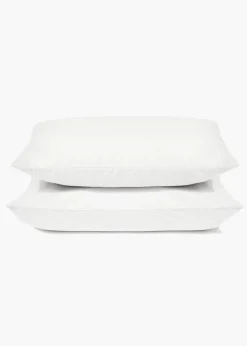 2 Pack White Polycotton Housewife Pillowcase Pair