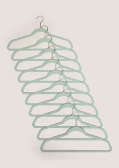 30 Piece Green Flocked Hangers