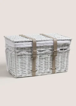 2 Piece White Willow Storage Basket