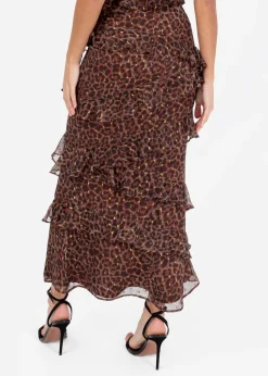 Anaya With Love Brown Animal Print Maxi Skirt