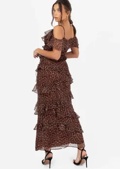 Anaya With Love Brown Animal Print Maxi Skirt