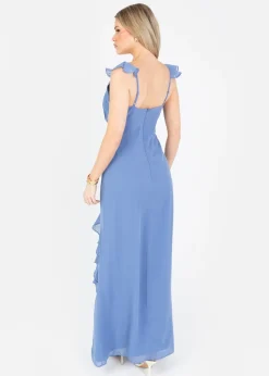 Anaya With Love Ocean Blue Strappy V Neck Maxi Dress