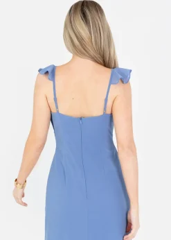 Anaya With Love Ocean Blue Strappy V Neck Maxi Dress