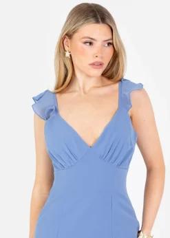 Anaya With Love Ocean Blue Strappy V Neck Maxi Dress