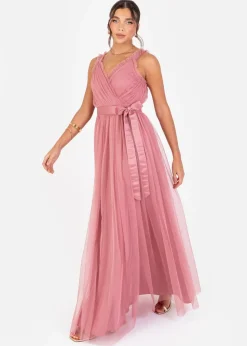 Anaya with Love Recycled Dusty Rose Wrap Strappy Maxi Dress