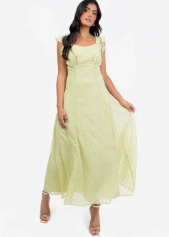 Anaya With Love Spring Green Flutter Sleeve Midi Dress