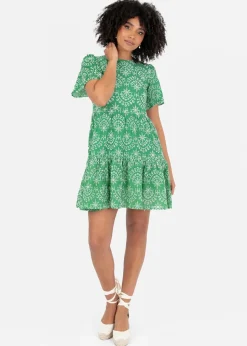 Angel Green Sleeve Tie Back Smock Mini Dress