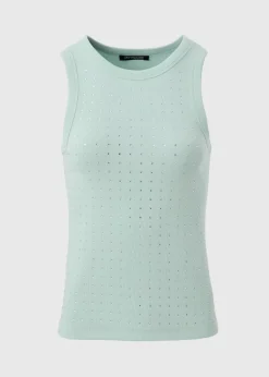 Aqua Diamante Vest Top