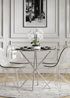 Aura Maison Clear Top/Silver Legs Dining Table ( 2 Packs )