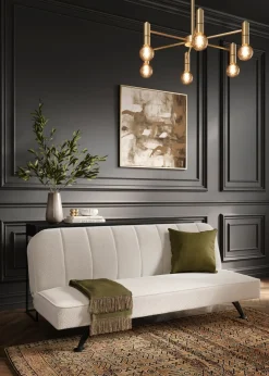 Aura Napoleonville Ivory Boucle/Matte Black Sofa Bed